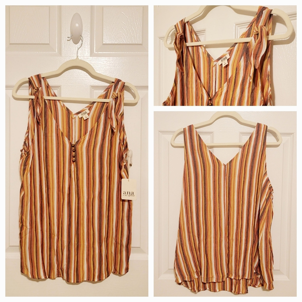 a.n.a. Sleeveless Striped Blouse